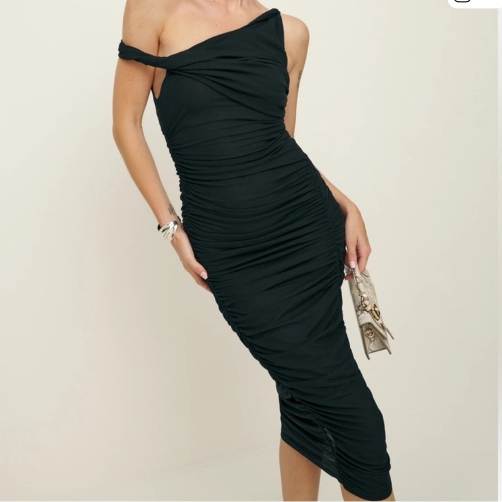 Reformation x Laura Harrier Alycia Knit Dress Off Shoulder Size M Black